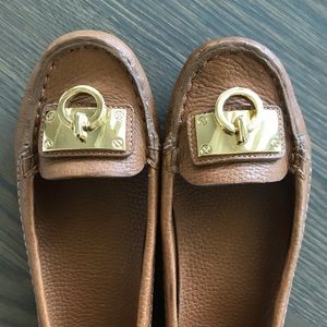 Tory Burch gold buckle leather flats